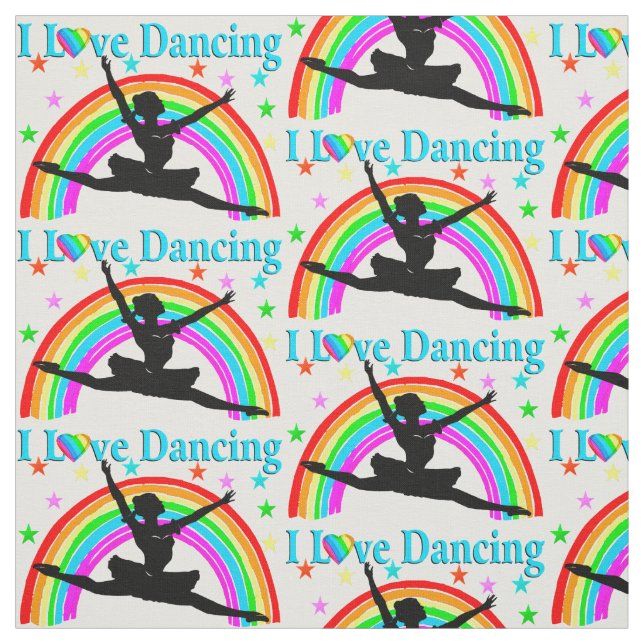 SÖT BLUE RAINBOW I KÄRLEK DANCING FABRIC TYG (Provkarta)