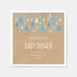 Söt Blue Raindrows Baby Shower/Sprinkle Boho Pappersservett
