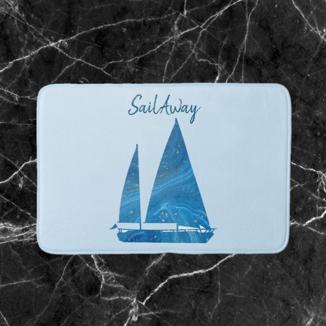Söt Blue Sailboat Badrumsmatta (Skapare uppladdad)