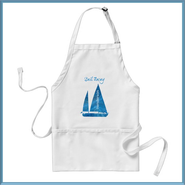 Söt Blue Sailboat Nautical Förkläde (Skapare uppladdad)
