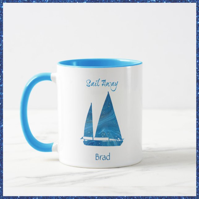 Söt Blue Sailboat Nautical Mugg (Skapare uppladdad)