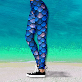 Söt Blue Sjöjungfru Fish Scales Leggings
