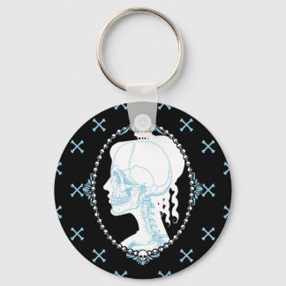 Söt Blue Skull Cameo Nyckelring
