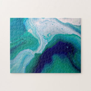 Söt Blue Turcos Abstrakt Fluid Art Pussel