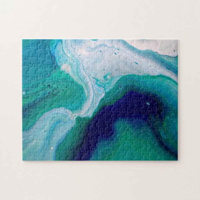 Söt Blue Turcos Abstrakt Fluid Art Pussel (Horisontell)