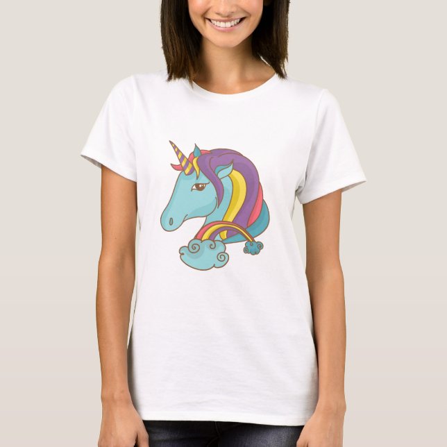 Söt Blue Unicorn T Shirt (Framsida)