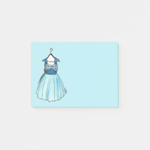 Söt Blue Vintage Prom Dress Mode efter dess Post-it Block