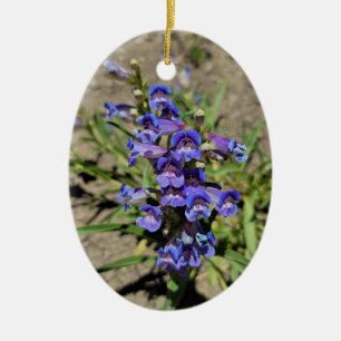 Söt Blue Violet Lila Flower Lodrät Photo Julgransprydnad Keramik