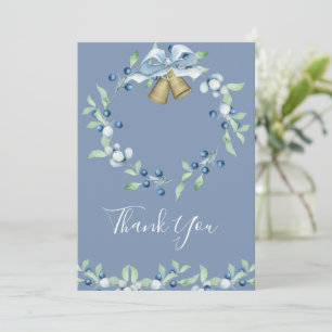Söt Blue Wand Blommigt Elegant Bröllop Tack Kort