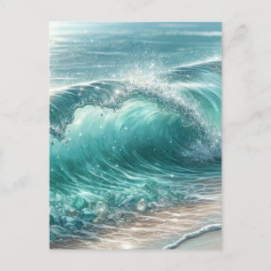 Söt Blue Wave med Sparkles Vykort