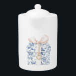 Söt Blue White Blommigt  Heart Gift<br><div class="desc">Chic Söt Blue White Flowers  rosa bow hjärtklaffsedel möhippa</div>