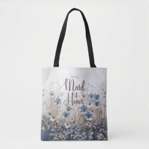 Söt Blue/White Blomsterträdgård Maid of honor Tygkasse