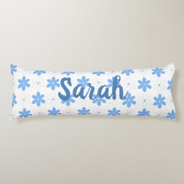 Söt Blue White Daisy Flowers Symmetrisk Blommigt Kroppskudde