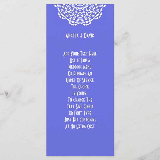 Söt Blue White Lacy Mönster Peronalized Program (Framsida)