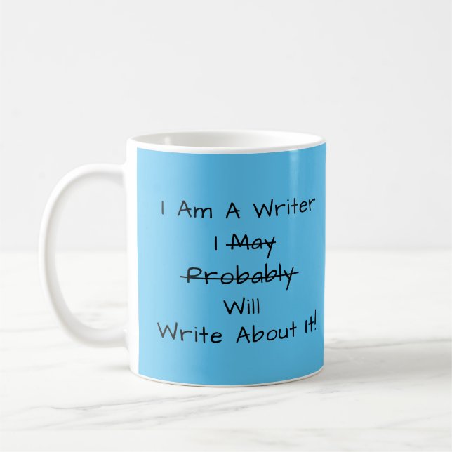Söt Blue Writer's Quote Author Writer Gift Kaffemugg (Vänster)