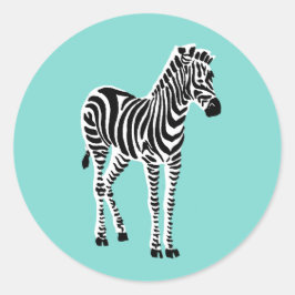 Söt Blue Zebra Runt Klistermärke