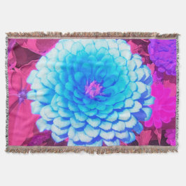 Söt Blue Zinnia i Lila Summer Garden Filt