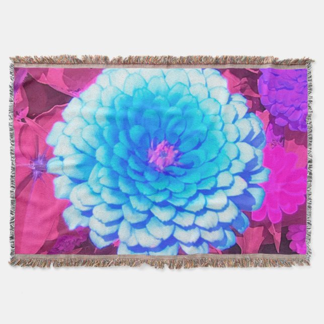 Söt Blue Zinnia i Lila Summer Garden Filt (Framsidan)