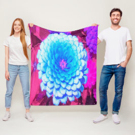 Söt Blue Zinnia i Lila Summer Garden Fleecefilt