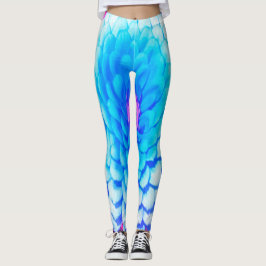 Söt Blue Zinnia i Lila Summer Garden Leggings
