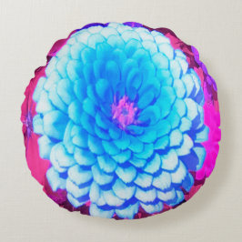 Söt Blue Zinnia i Lila Summer Garden Rund Kudde