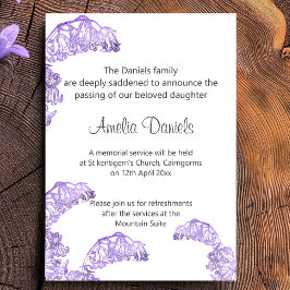 Söt Bluebell Funeral Notification Card Inbjudningar