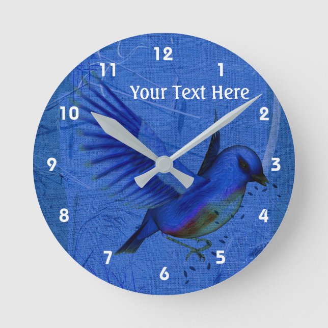 Söt Bluebird Animal Art Rund Klocka (Framsida)