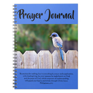 Söt Bluebird på Fence Prayer Journal Anteckningsbok