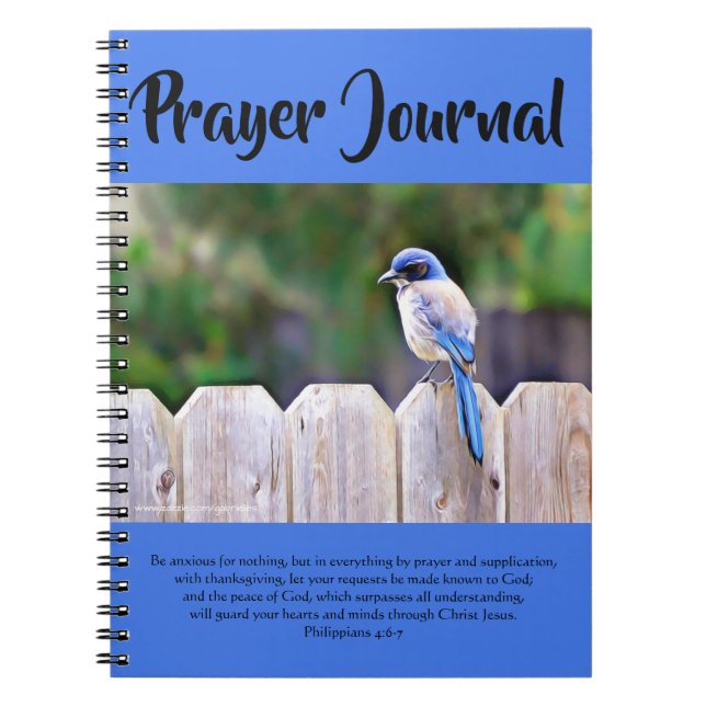 Söt Bluebird på Fence Prayer Journal Anteckningsbok (Framsidan)
