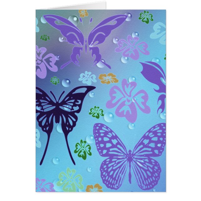 Söt Blues Butterflies Hälsningskort (Framsidan)