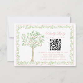 Söt Blush Träd Blomma med ram RSVP QR-kod