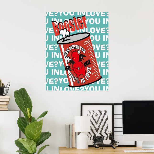 Söt blyg djävul i KÄRLEK Poster (Hemmakontoret)