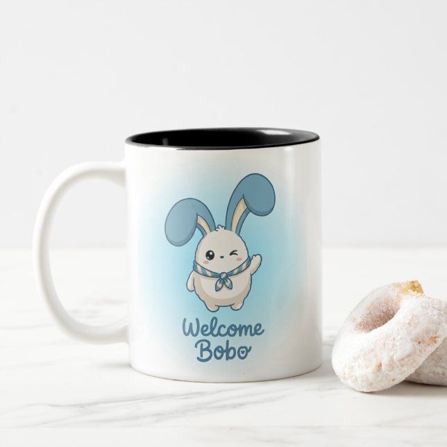 Söt Bobo Bunny Personlig Mugg - Kawaii Estetik (Med munk)