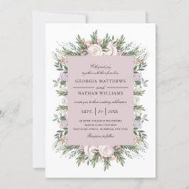 Söt Bohemian Blommigt Elegant Light Mauve Bröllop Inbjudningar
