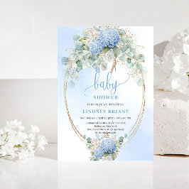 Söt bohemisk blå blomsterbaby shower-inbjudan inbjudningar