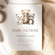 Söt Boho Akvarell Skogsledsaker Babyshower