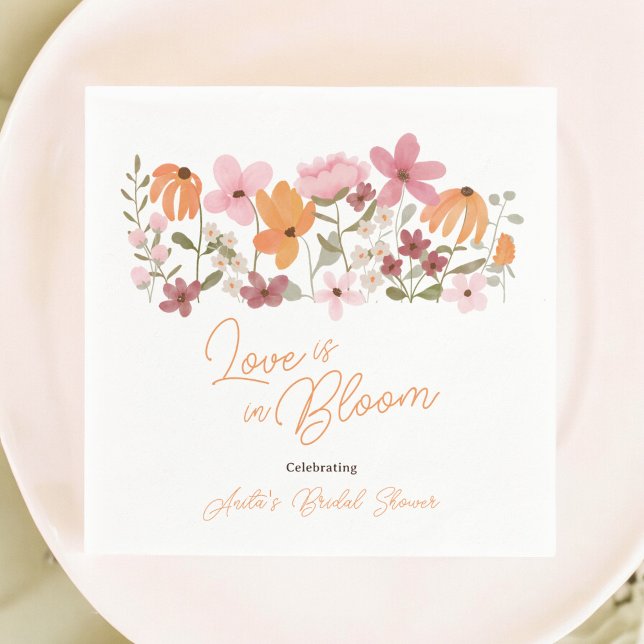Söt boho äng liten vild blomma bröllopsdusch pappersservett (Cute boho meadow little wildflower bridal shower napkins)