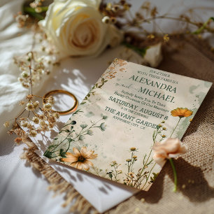 Söt boho äng liten vildblomma bröllop inbjudningar