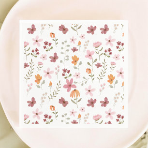 Söt boho äng liten vildblomma bröllopsdusch pappersservett