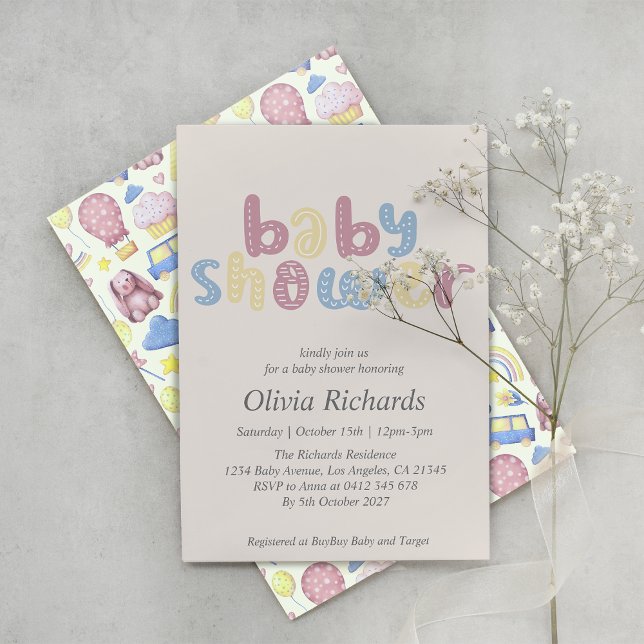Söt Boho Baby Shower Inbjudningar (Skapare uppladdad)