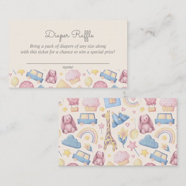 Söt Boho Blöja Lotteri Baby Shower Tilläggskort (Fram/baksida)