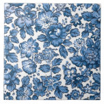 Söt Boho Blue and White Blommigt Kakelplatta<br><div class="desc">Söt blommönster med blå bohemiska blommor på vit bakgrund.</div>