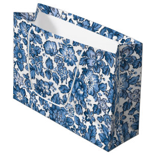 Söt Boho Blue och White Blommigt