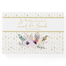 Söt Boho Bouquet & Arrows Bröllop Guestbook