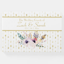 Söt Boho Bouquet & Arrows Bröllop Guestbook Gästböcker