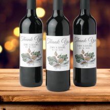 Söt Boho Bouquet Bröllop Tack Vin-etikett