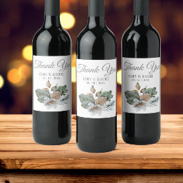 Söt Boho Bouquet Bröllop Tack Vin-etikett Vinflaska Etikett