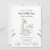 Söt Boho Dinosaurie Bebis Shower Inbjudan 