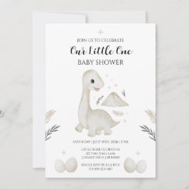 Söt Boho Dinosaurie Bebis Shower Inbjudan