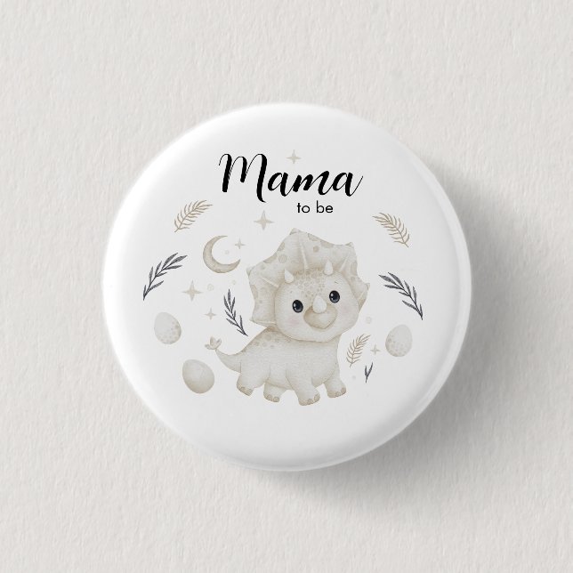 Söt Boho Dinosaurie Mama att Bli Anpassad Knappsat Knapp (Framsida)